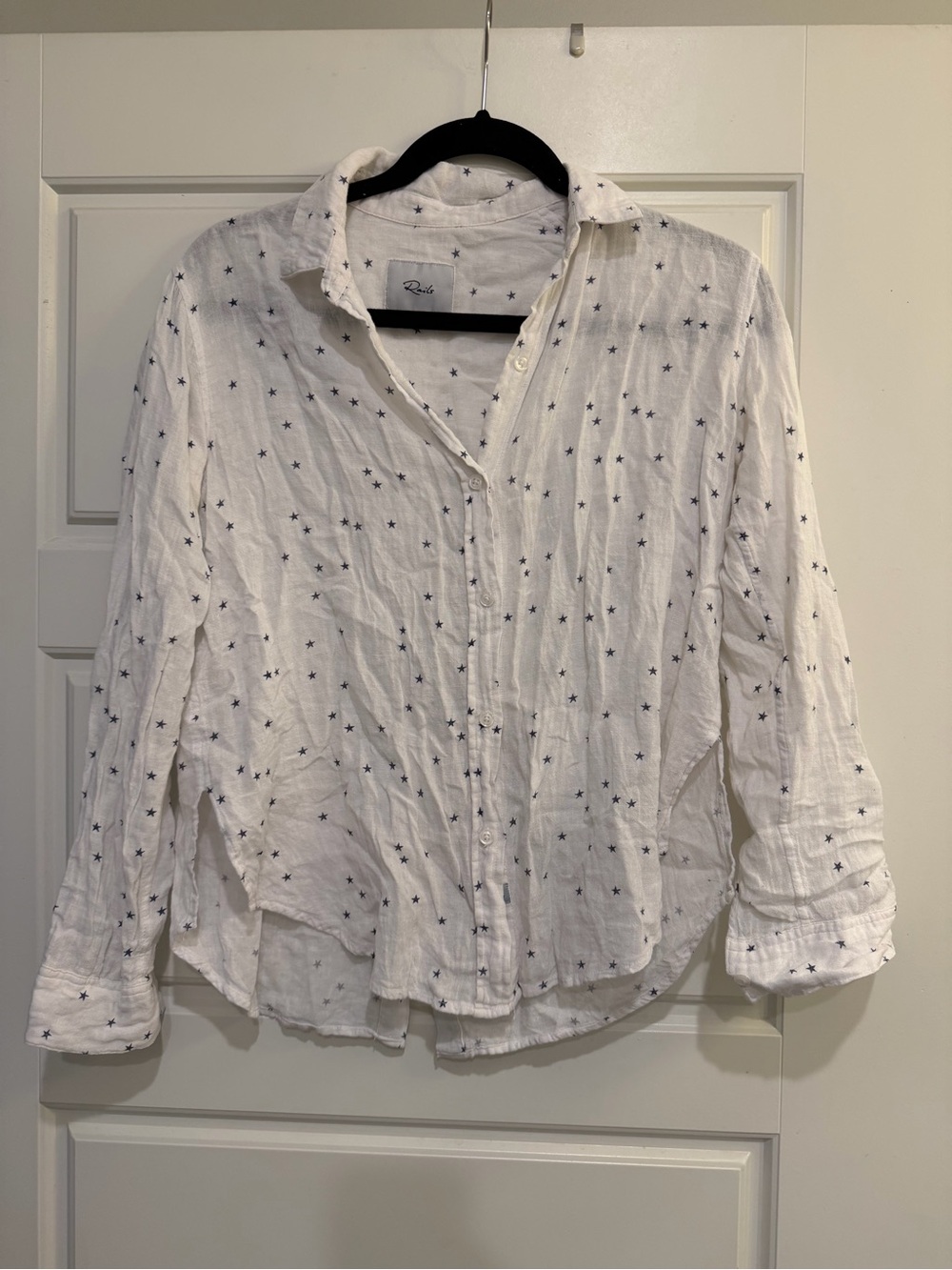 Rails White Button-Down Shirt with Navy Star Print